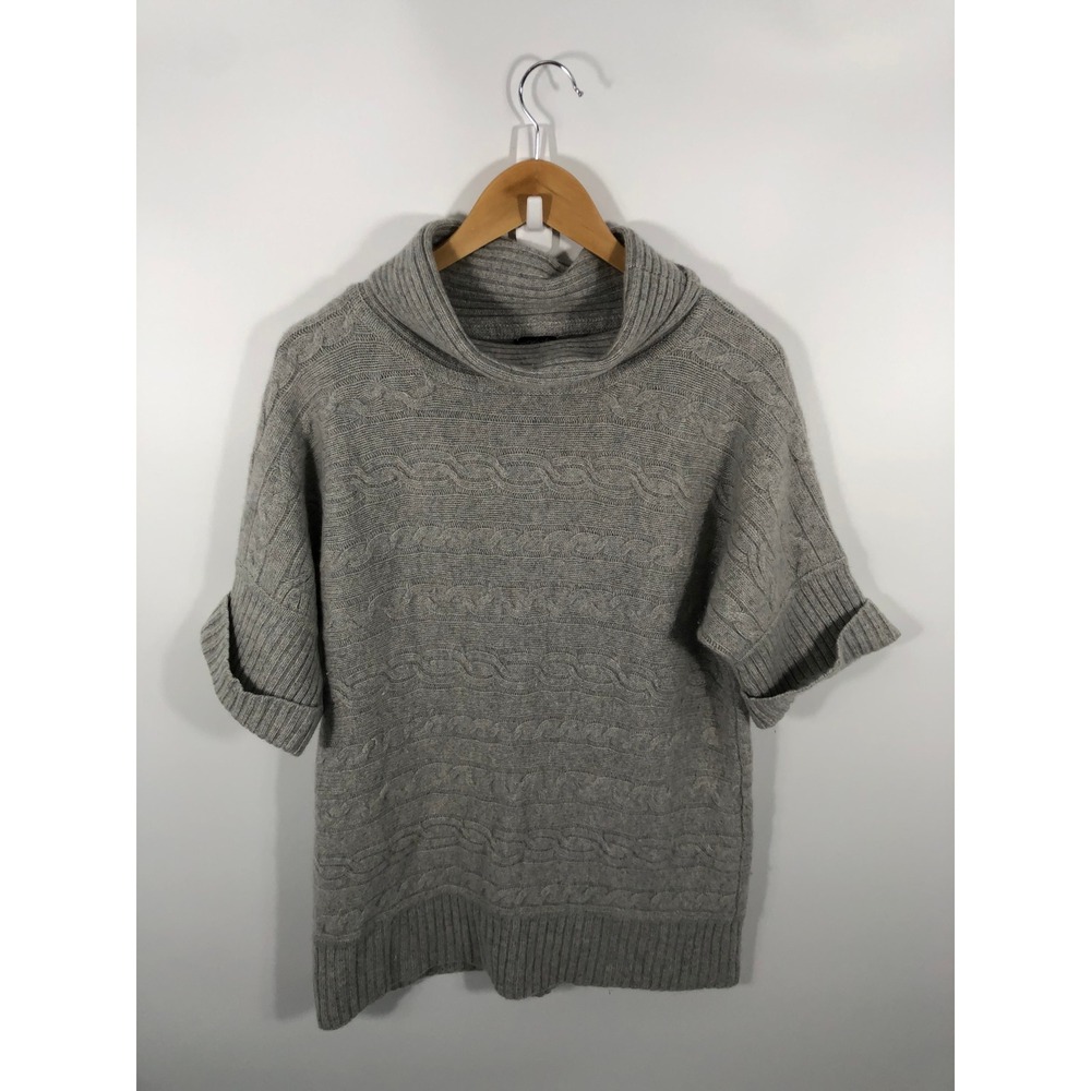 Prive 100% Cashmere Chunky Cable Knit Cowl Neck Sweater Womens XL Gray Lagenlook